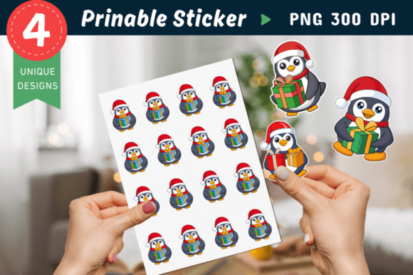 Christmas Penguin, Penguin Stickers PNG: A Festive and Versatile Design Resource