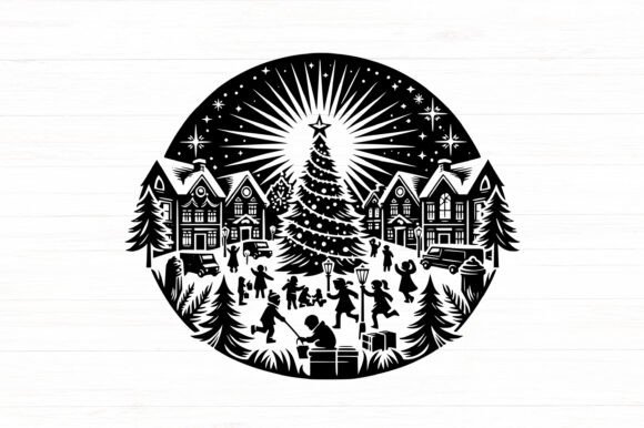 Christmas Village SVG DXF PNG JPG: Create Festive Crafts with Ease