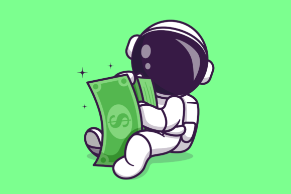 Cute Astronaut Holding Money Cartoon: A Versatile Design Asset for Creative and Business Use