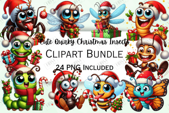 Cute Cartoon Quirky Christmas Insects