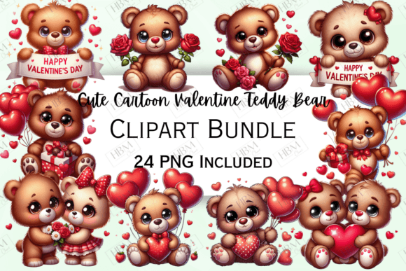 Cute Cartoon Valentine's Teddy Bear: A Versatile Asset for Creative Projects