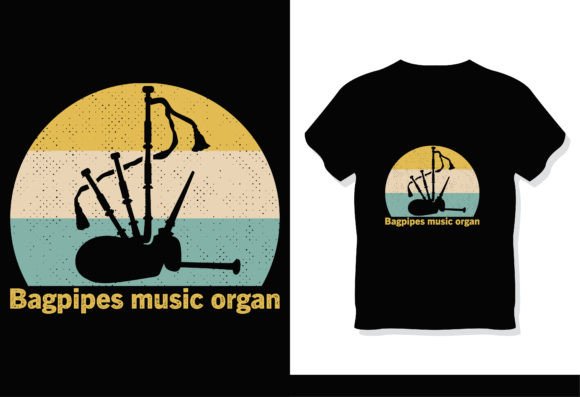 Retro 80s 90s Bagpipes T-shirt Design for DIY and Handmade Creations