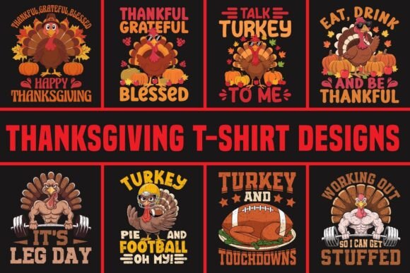 Thanksgiving Turkey T-Shirt Designs Bundle