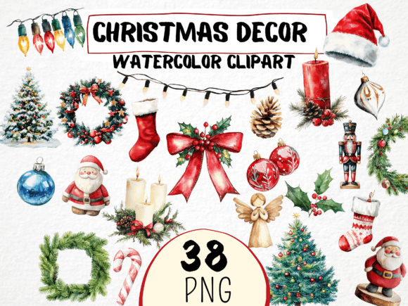Watercolor Christmas Decorations Clipart: A Creative Essential for Festive Projects